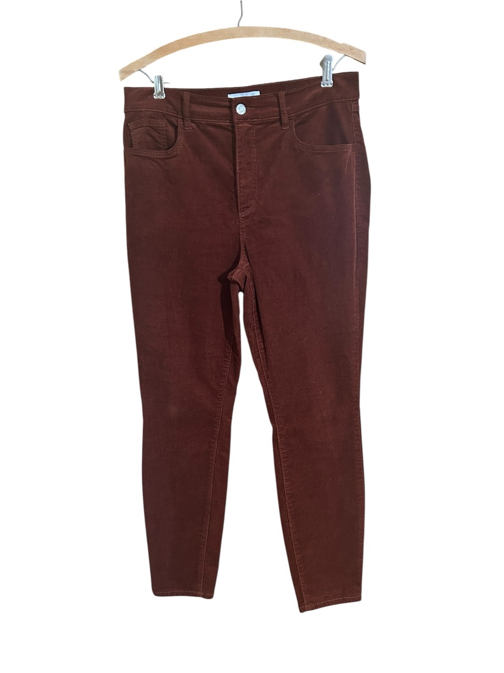 LOFT Made & Loved Rust Corduroy Pants 8P 29 Stretch Straight Leg